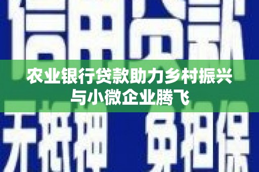 繁峙农业银行贷款助力乡村振兴与小微企业腾飞